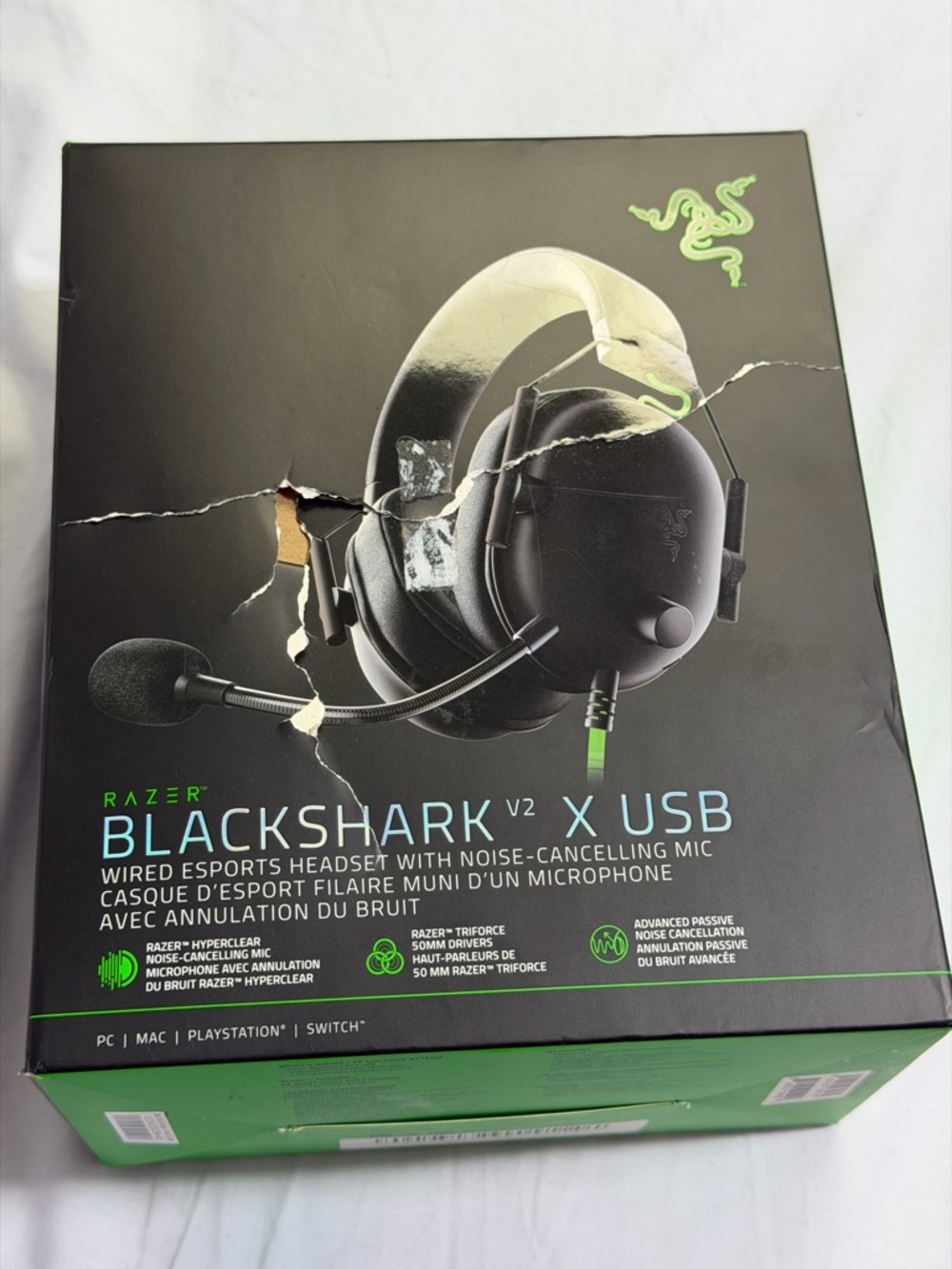 Razer BlackShark V2 X USB Wired Gaming Headset Noise Cancelling Mic 7.1 Black